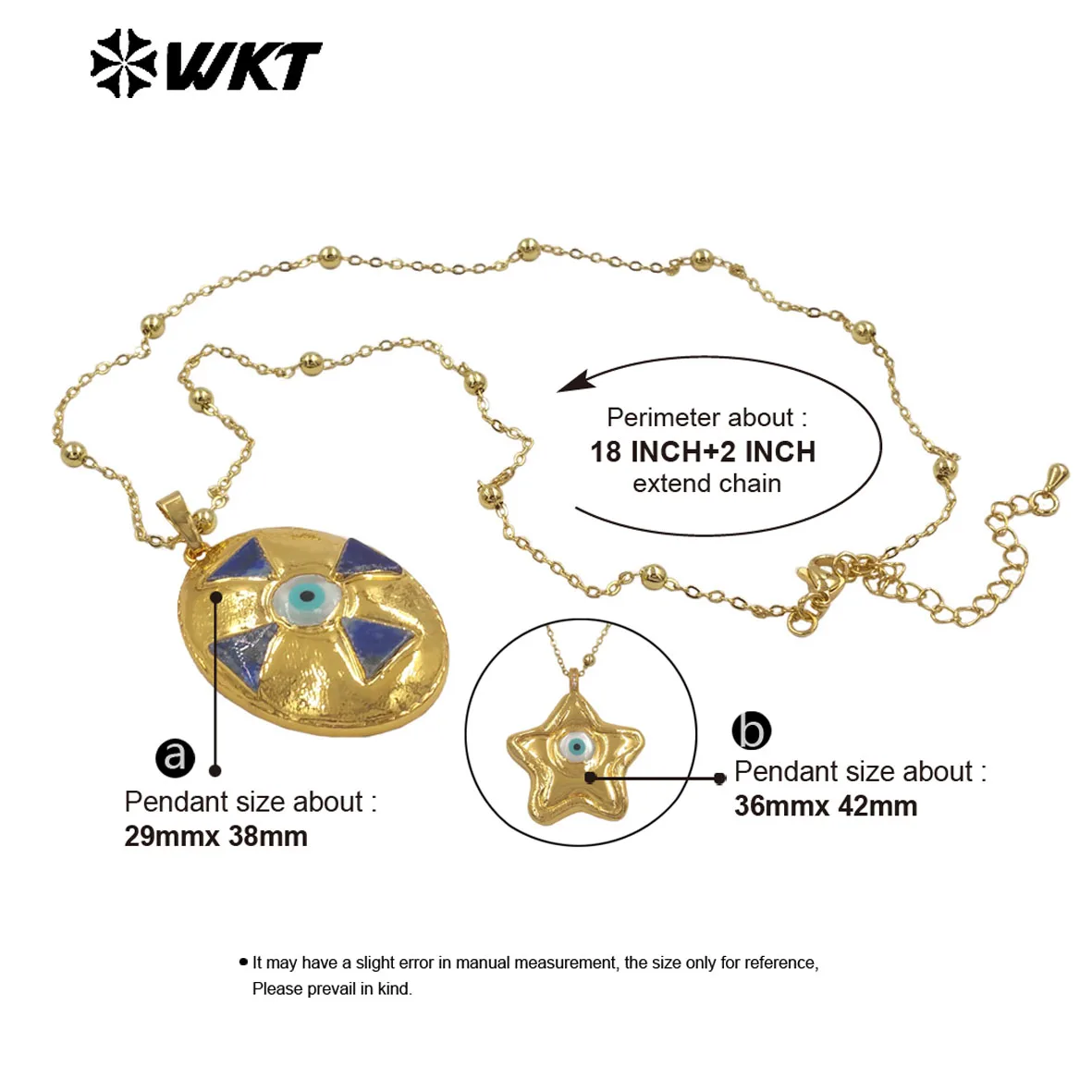WT-JN356 Funny&Cute Design Star Oval And Oval Shape Yellow Brass Pendant Devil Eye Charms Necklace For Sister Best Friends Gift view 6