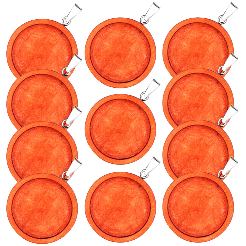 

10 Pcs Wooden Bottom Bracket Pendant Trays Blank Bezel Jewelry Making Supplies Round Shape DIY Crafts Accessories
