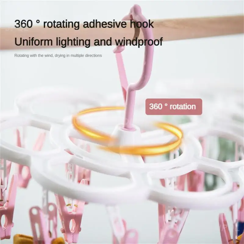 Plastic Plastic Clothes Dryer Rack With 16 Clips Clips Hanger Durable Folding Clothes Dryer Hanger Windproof Hanger