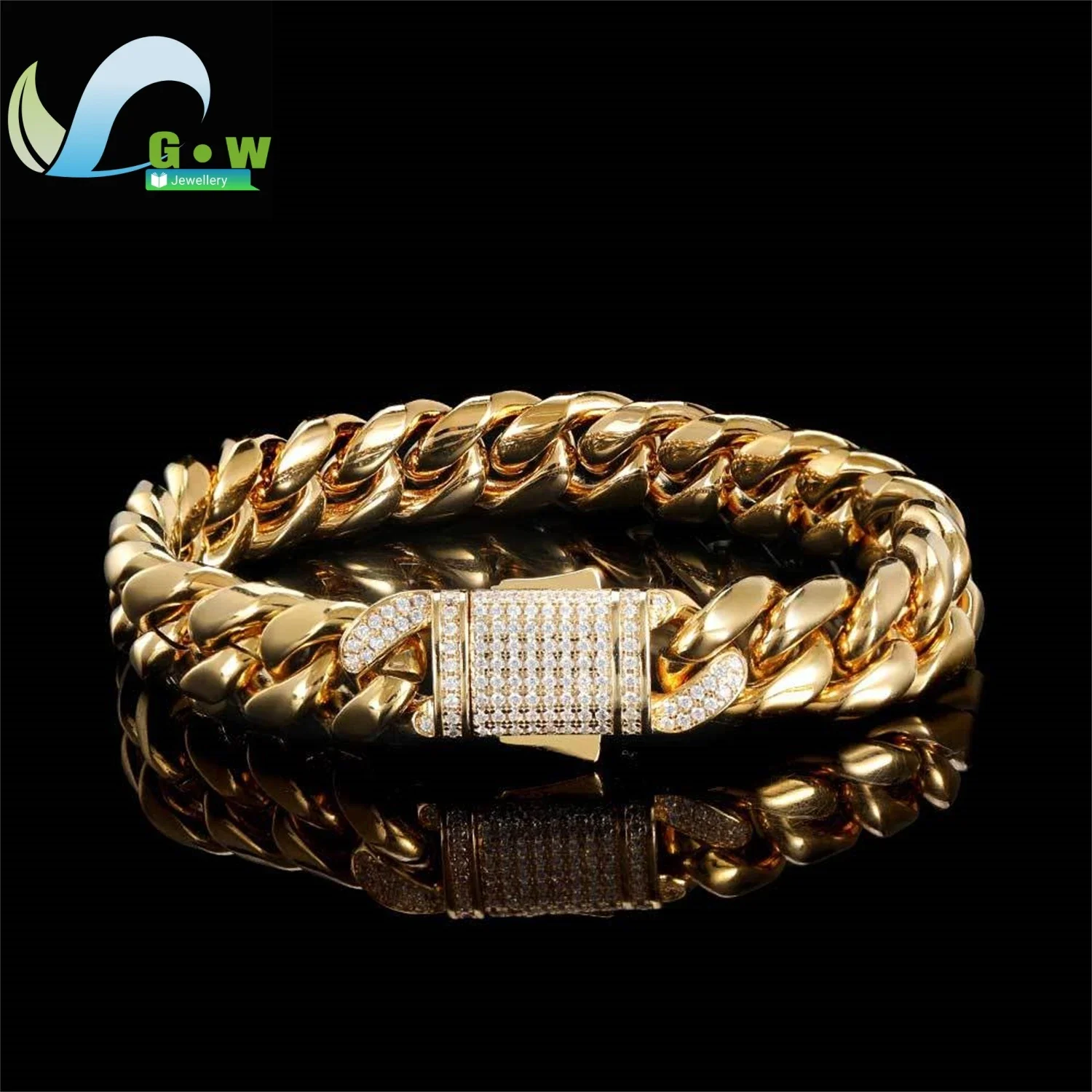 Men's Cuban Link Chain Stainless Steel Gold Plated Bracelet Hip Hop Jewelry Adjustable Biker Cuff Edgy Streetwear Gift Durable