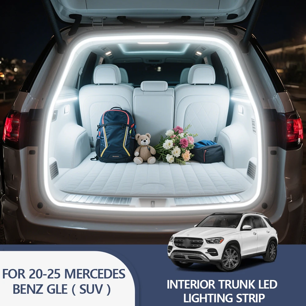 

FOR 20-25 MERCEDES-BENZ GLE SUV Rear Trunk LED Light Bar Strips Trunk Interior Decorative Lamp Strip Luggage Atmosphere Light