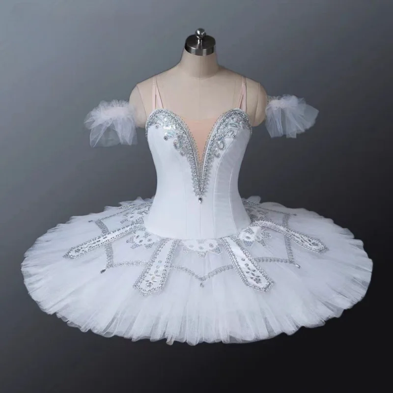 Professional ballet repertoire stage TUTU silver fairy dancer performance plate skirt silver white custom