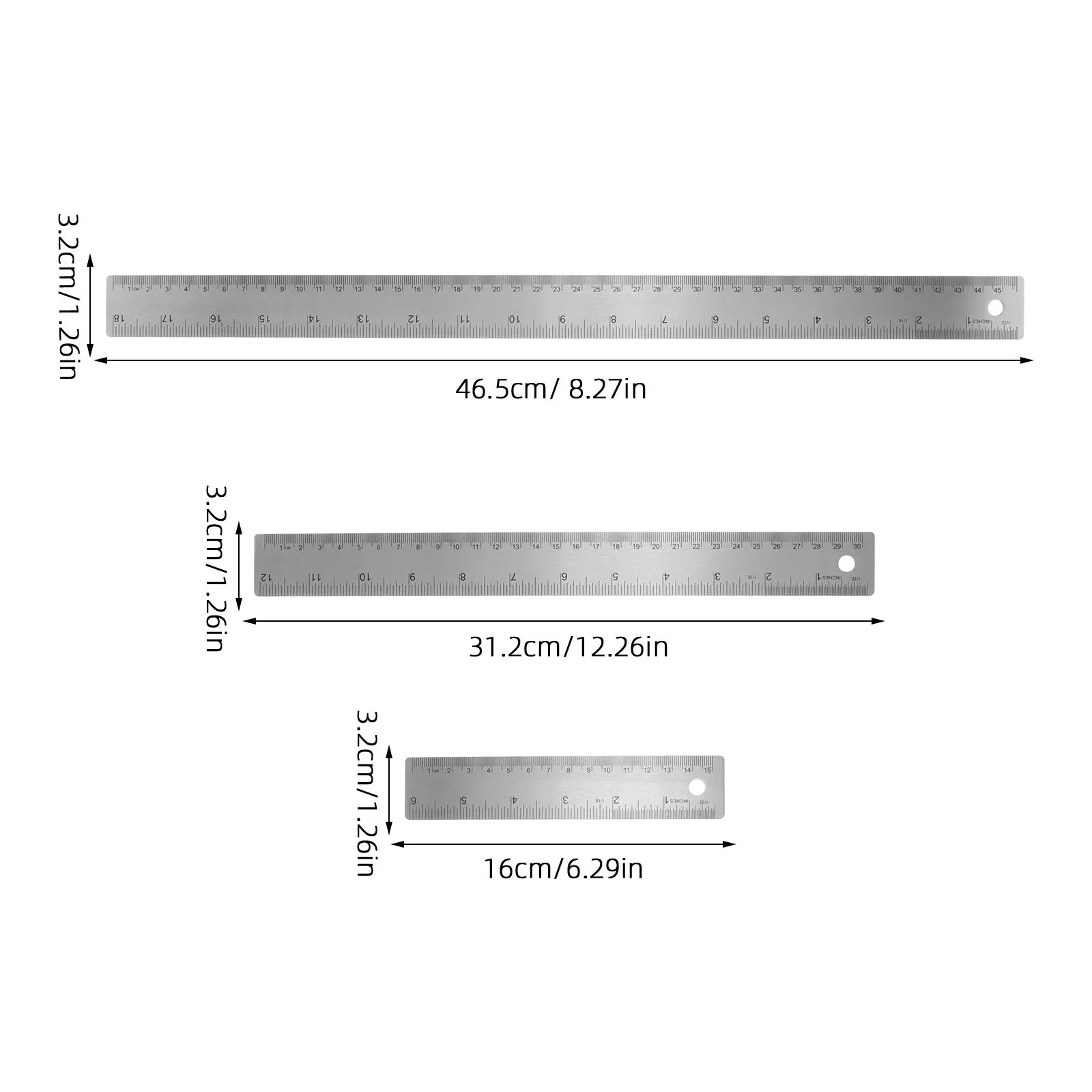 1 مجموعة الفولاذ المقاوم للصدأ الفلين عودة حاكم متري أداة قياس لرسم الهندسة المعمارية مجوهرات حافة مستقيمة الدقة #4