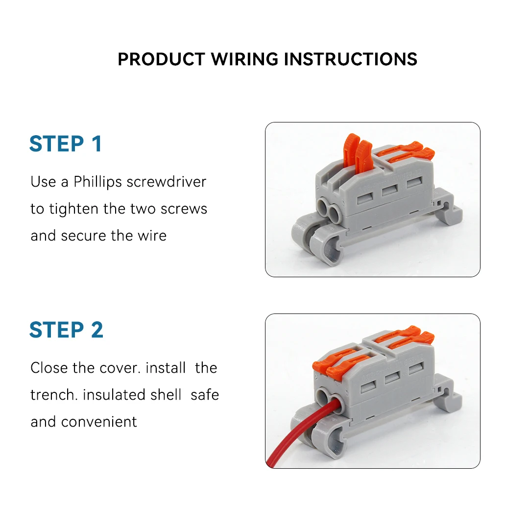 Fast Wire Electrical Connectors Din Rail Type Push-in Butt Terminal Block Universal Compact Conductor Wiring Cable