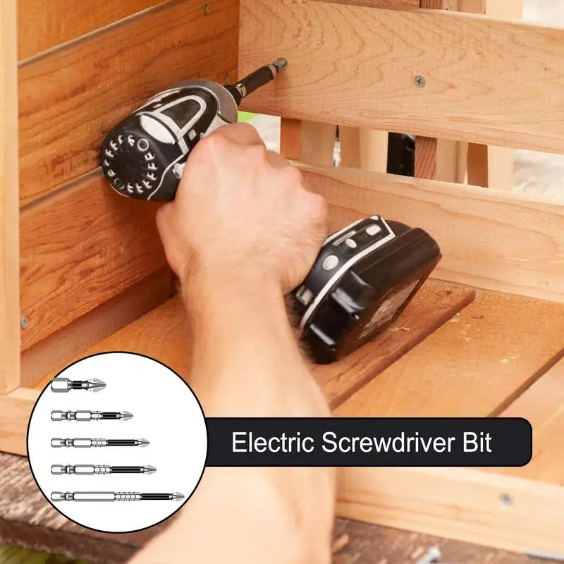 5 個ドライバービットセット K5 ノンスリップ高硬度ビット S2 強力な磁気 5A 黒ノンスリップクロスヘッド電動ドライバービット