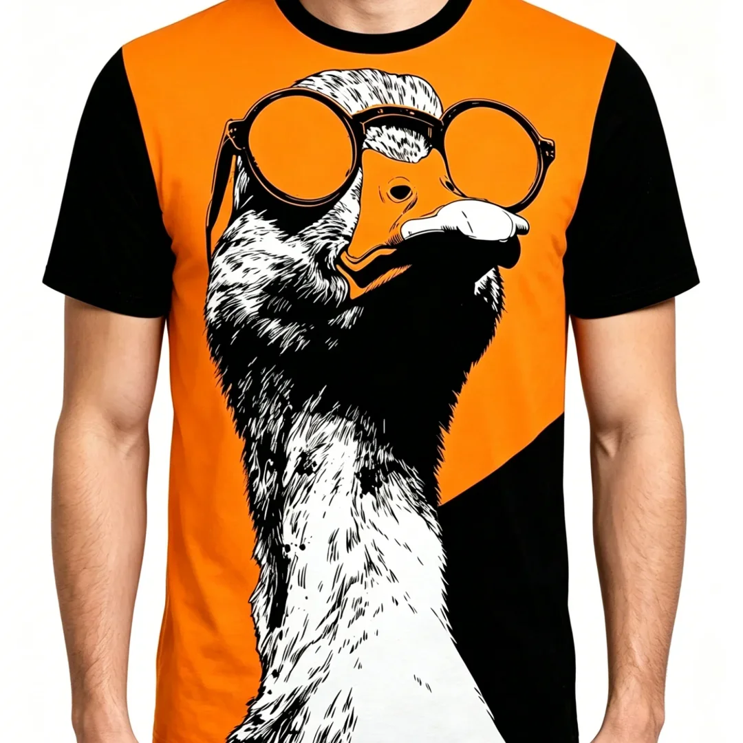 Funny Hipster Goose Graphic T Shirt for Men Summer Casual Short Sleeve Tops Cool Duck With Glasses 3D Print T-shirt