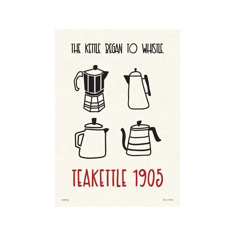 Vintage Coffee Pot Poster Stickers, Black And White Kettle Decoration Stickers Kitchen Coffee Shop Wall Art Stickers Room Decor