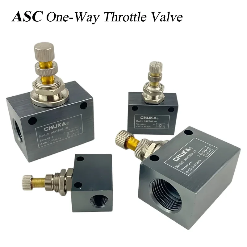 HLH ASC100-06 ASC200-08 Pneumatic One-Way Throttle Valve ASC300-10 ASC300-15 Adjustable Flow adjustment Speed Control Valve
