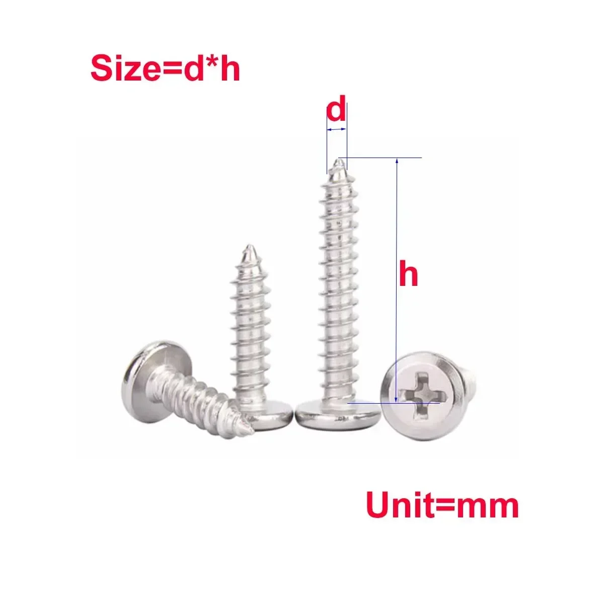 

304 Stainless Steel Cross Flat Head Self Tapping Screw/Chamfered Round Head Furniture Beveled Wood Screw M3M4M5