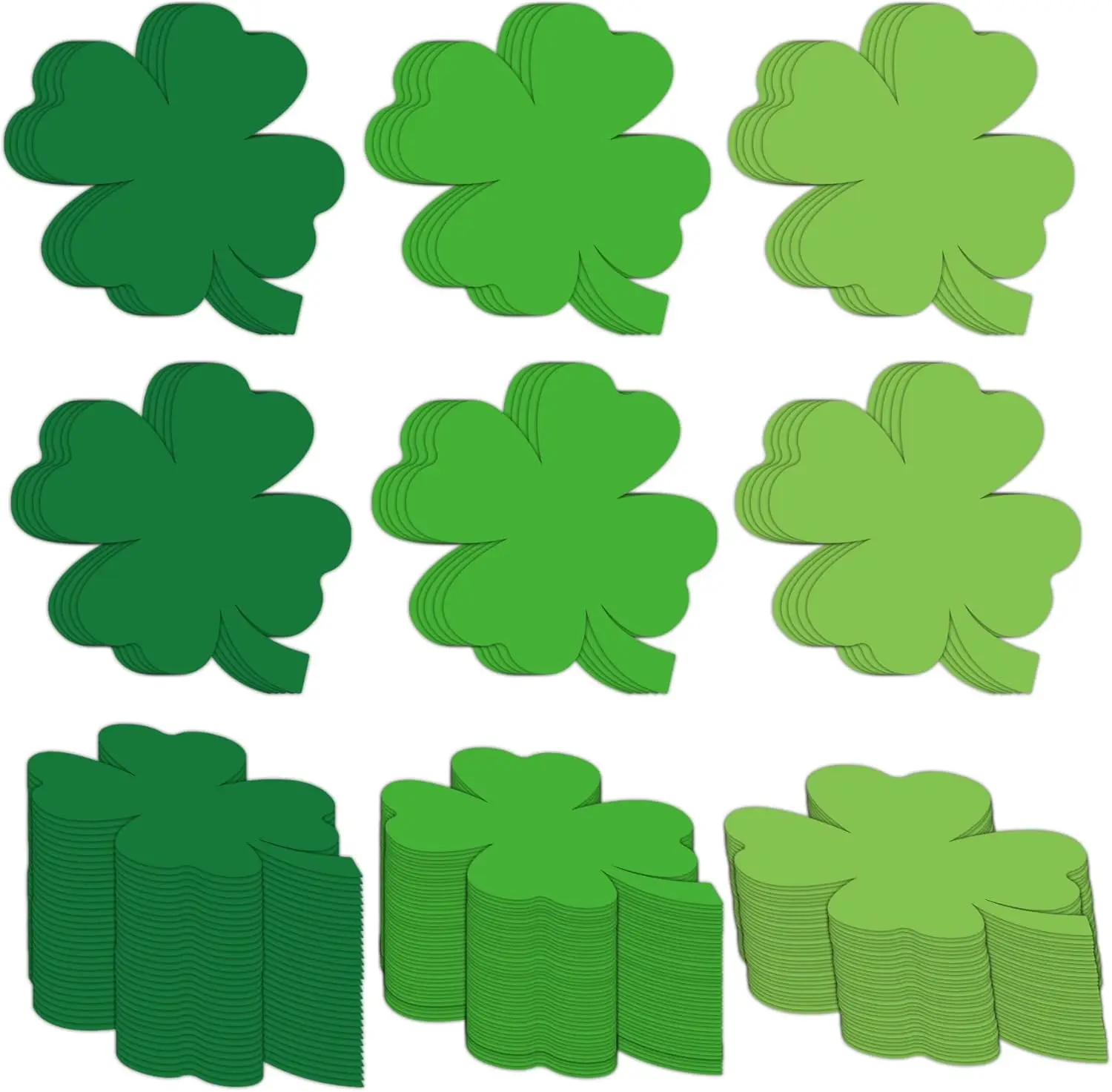 Shamrock Shape Paper Cutouts 30 PCS St. Patrick's Day Bulletin Board Green Shamrocks Irish Paper Clover Cut Outs for Saint Patr