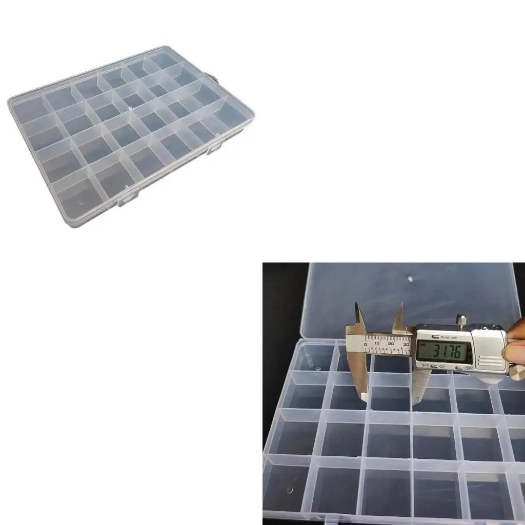 91AF Clear Plastic Jewelry Organizers Box Compartment Storage Container for Bead Rings Jewelry Display Organizers 24 Slot