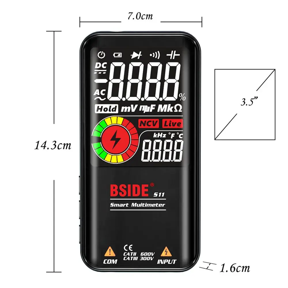 BSIDE S10/S11/S20 DC AC 9999 Digital Color LCD Display Profesional Meter Digital Smart Multimeter Voltage Detector