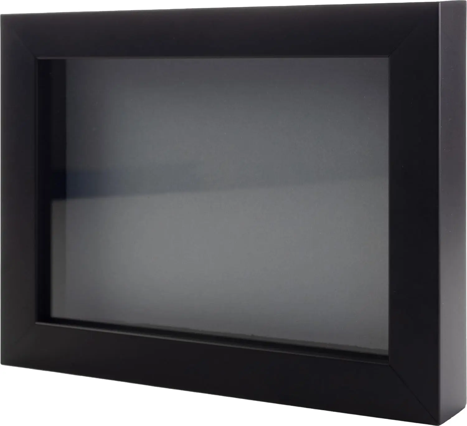 20x20 Black Shadow Box Wood Display Frame with Grey Acid-Free Backing UV Acrylic and Hanging Hardware | 3/4