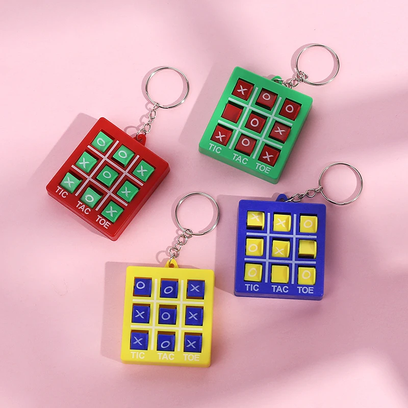 4Pcs Colorful Tic Tac Toe XO Keychain For Kids Educational Toys Classroom Prizes Goodie Filler Pinata Gift Birthday Party Favors