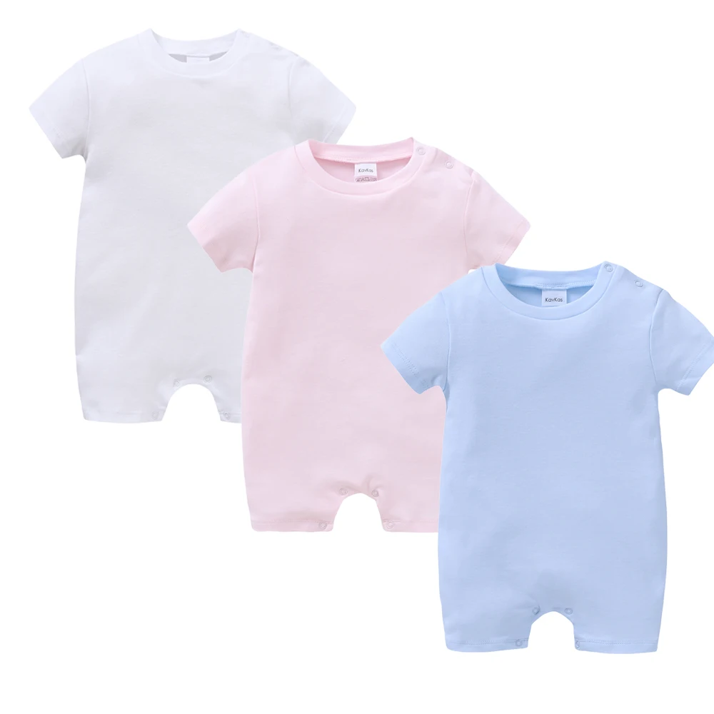 Kavkas 3 Pcs Baby Boy Girl Rompers 0-12M 100% Cotton Black White Grey Design Newborn Summer Clothes