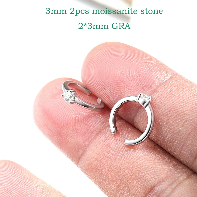 Smyoue 3mm D Color Real Moissanite Clip Earrings for Women Girls Adjustable Jewelry 100% S925 Sterling Silver Plated 18k