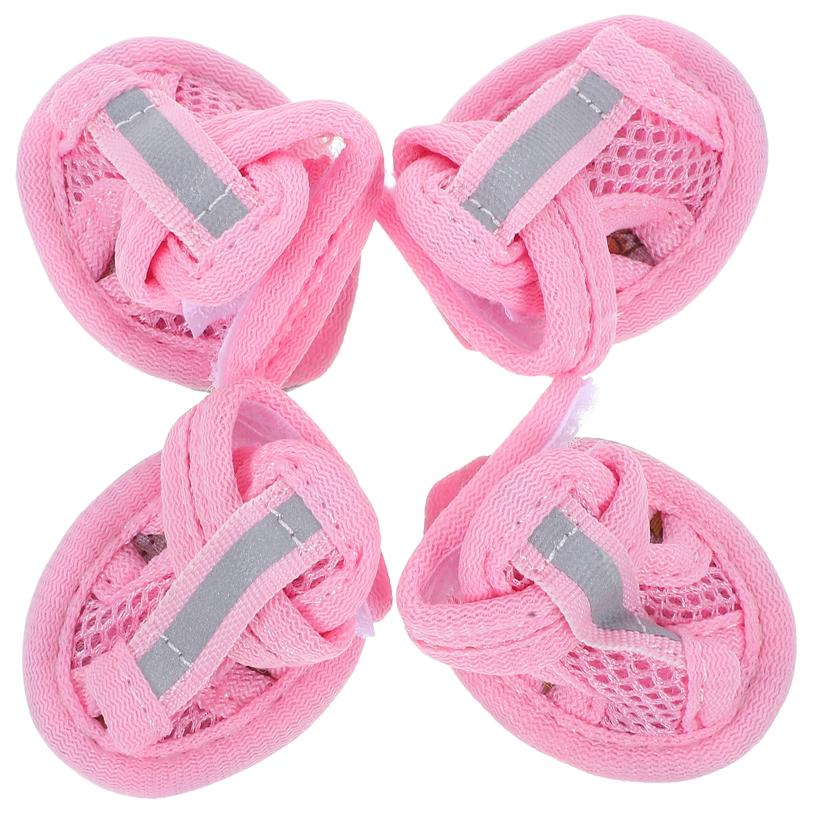 

4pcs Dog Shoes Breathable Mesh Pet Sandals Anti-slip Flexible Sole Puppy Boots Size 5 Summer Pavement Protection