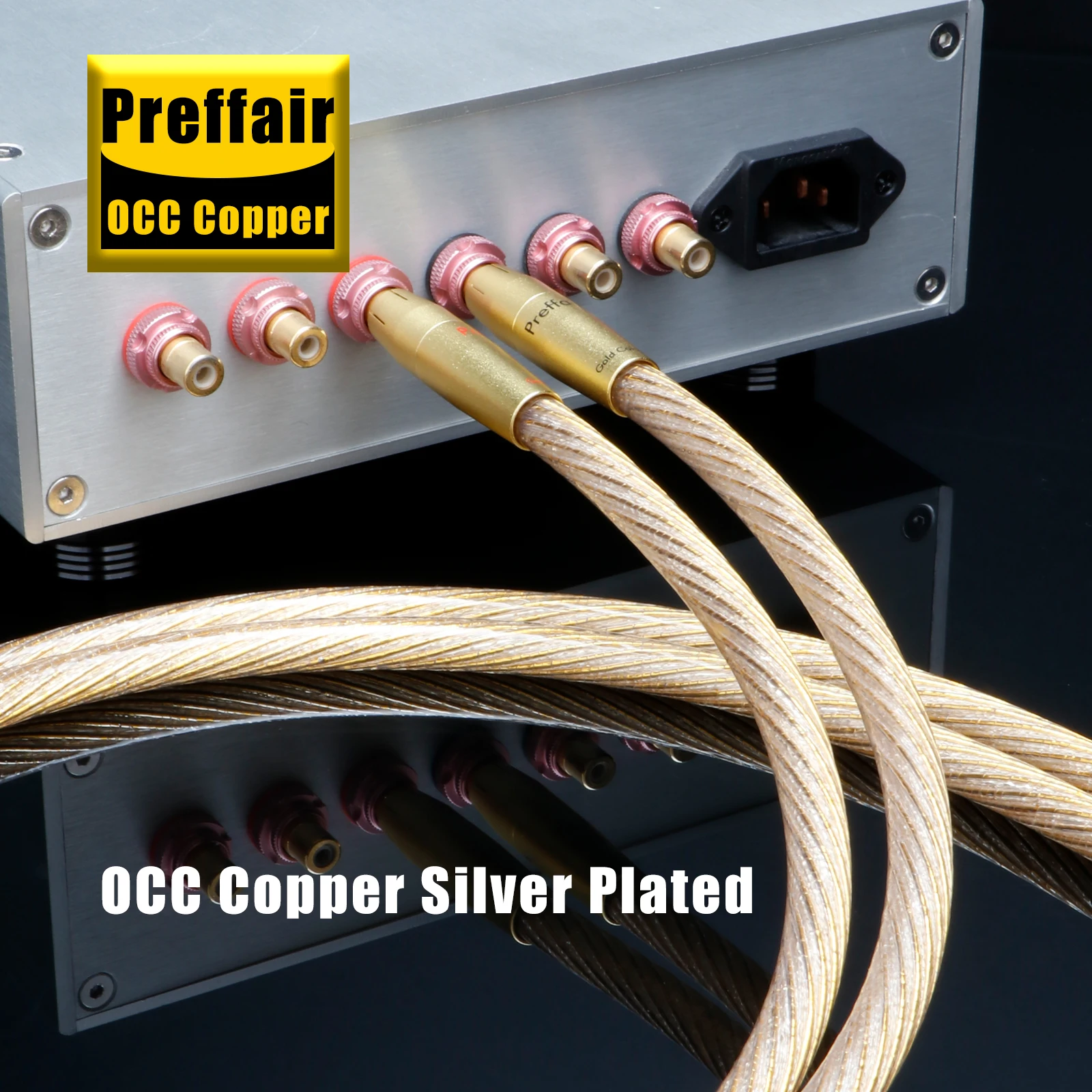 1 пара Hi-Fi золотых аудиокабелей Preffair X417 с позолоченным разъемом RCA для усилителя/CD/DVD/микшера