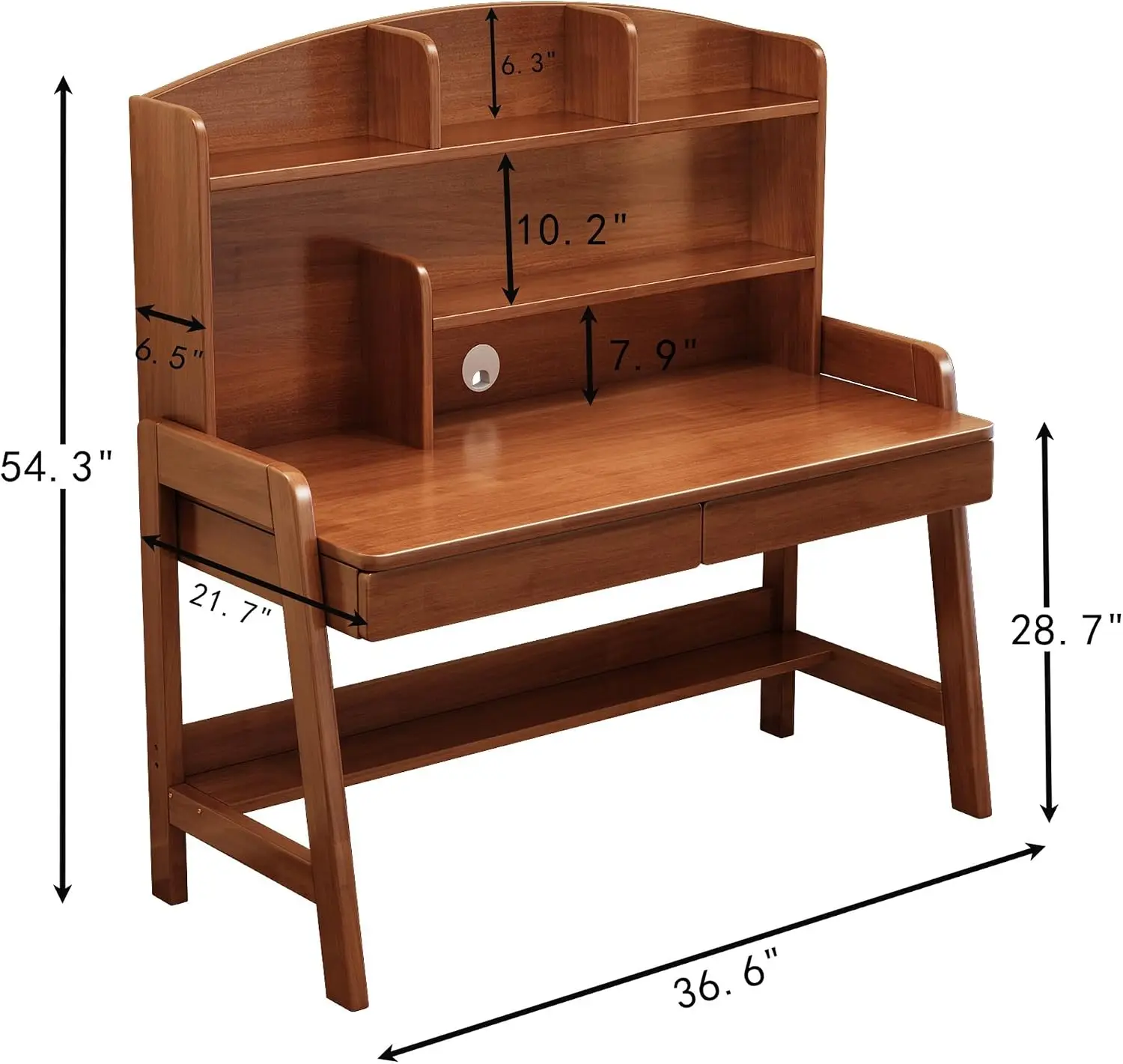 Kid's Desk Kid's Table with Drawers and Bookshelf Wooden Kid's Media Desk Student Learning Computer Workstationand Writing Desk