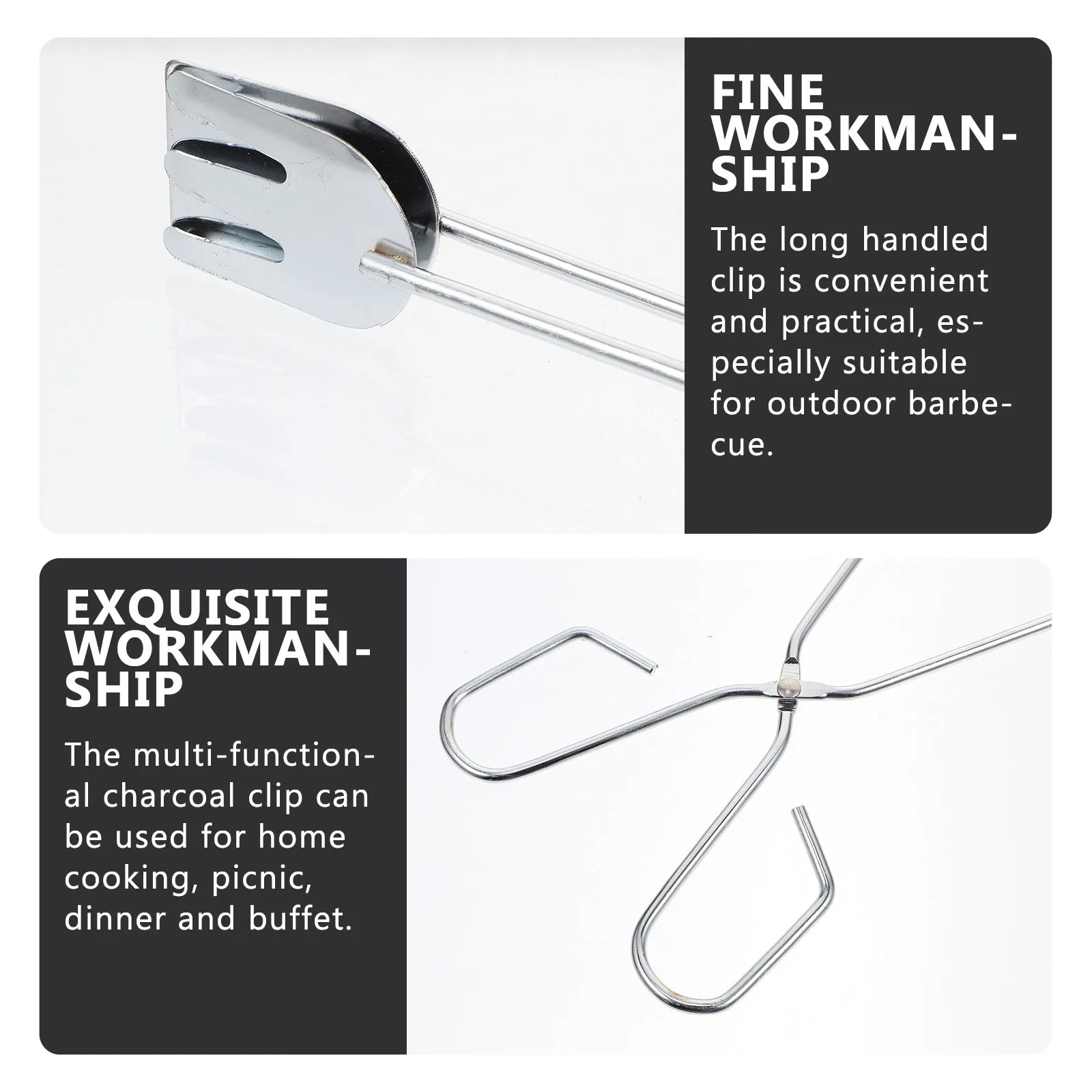 

5Pcs Charcoal Clamp Chromium Plated Long Handle Barbecue Cooking Outdoor Camping Charcoal Tool Household Log Plier