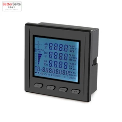 Short case 3 phase power meter ampere voltage kwh watt var power factor frequency LCD multifunction meter