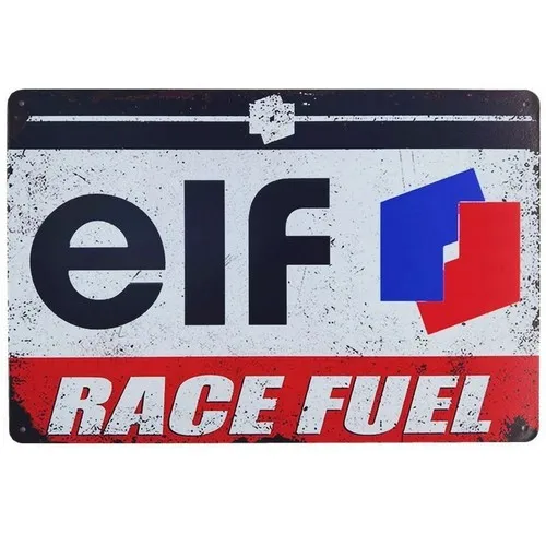 ELF Race Fuel Vintage Blechschild Retro Garage Tankstelle Rennsport Deko