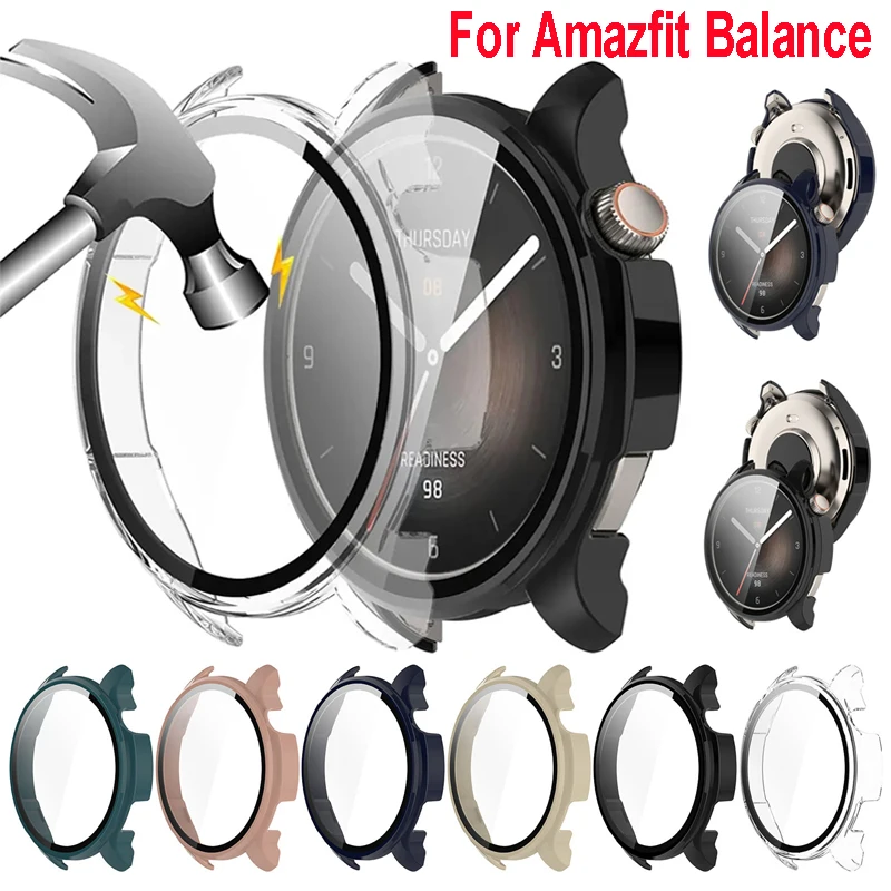 Screen Protector For Amazfit Balance Tempered Glass+Case Smartwatch Protective Bumper Shell For Huami Amazfit Balance Cover Case