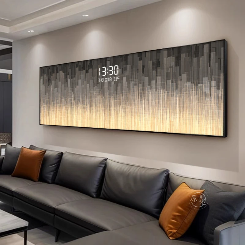 

Light luxury digital electronic clock living room decorative painting
