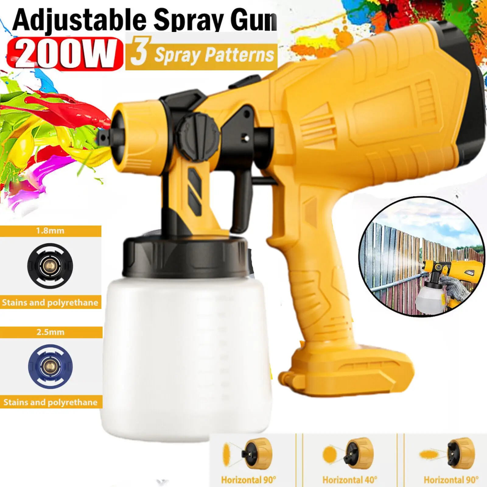 Electric Cordless Spray Gun Paint Sprayer For Dewalt 18V Battery BL1830 BL1840  BL1850 BL1860 Battery Multiple Spray Patterns