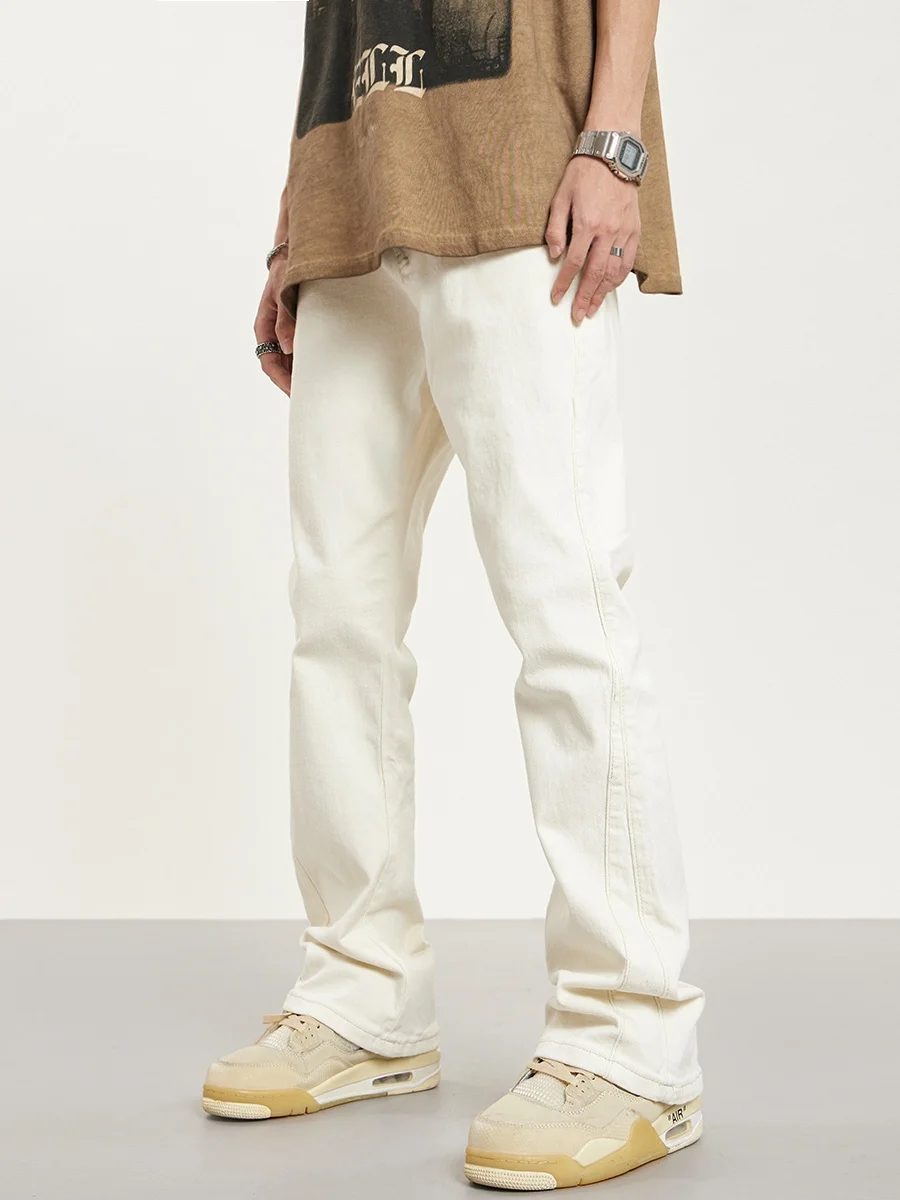 

Джинсы RedEye White Bell Bot, мужские американские повседневные брюки в стиле High Street, облегающие, модные, молодежные, длинные брюки