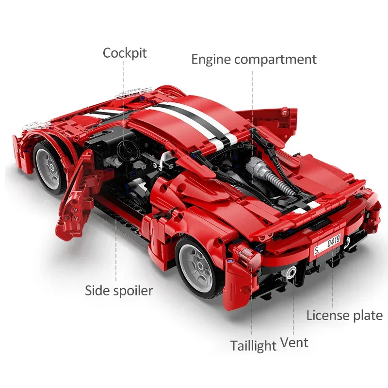 Cada 1126 PCS CITY Compatibel RC Auto Bouwstenen Technische STEM Afstandsbediening Speelgoed Gift Rode Supercar Bakstenen Voor Kinderen