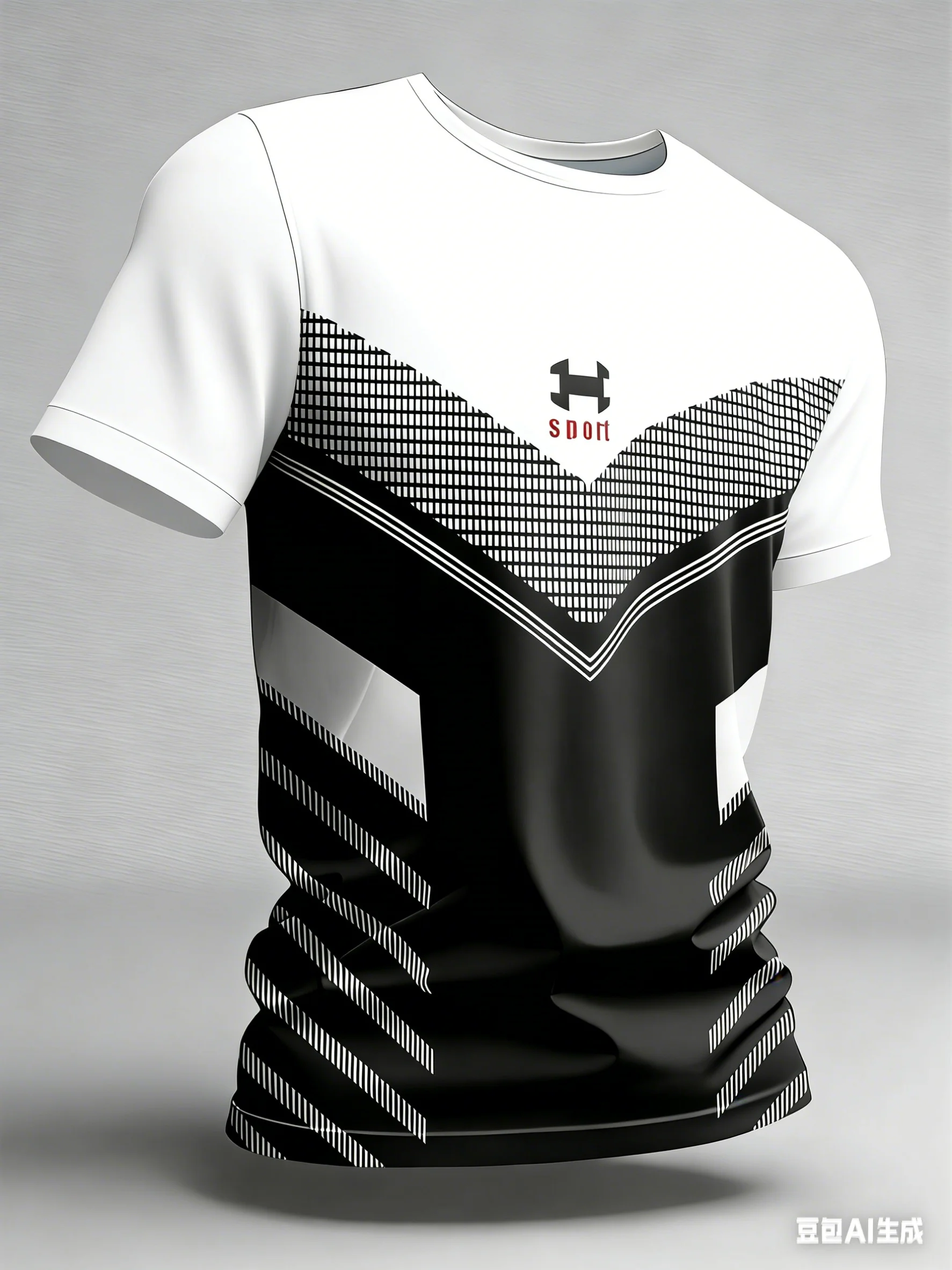 Мужская спортивная футболка 3D Страйпы Круглый вырез Короткий рукав Для фитнеса