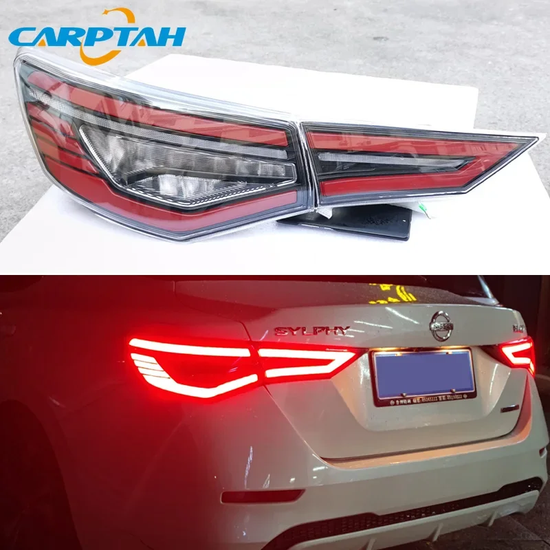 

Car LED Tail Lights Taillight For Nissan Sentra 2019 - 2022 Rear Lamp DRL + Dynamic Turn Signal + Reverse Light + Brake LED