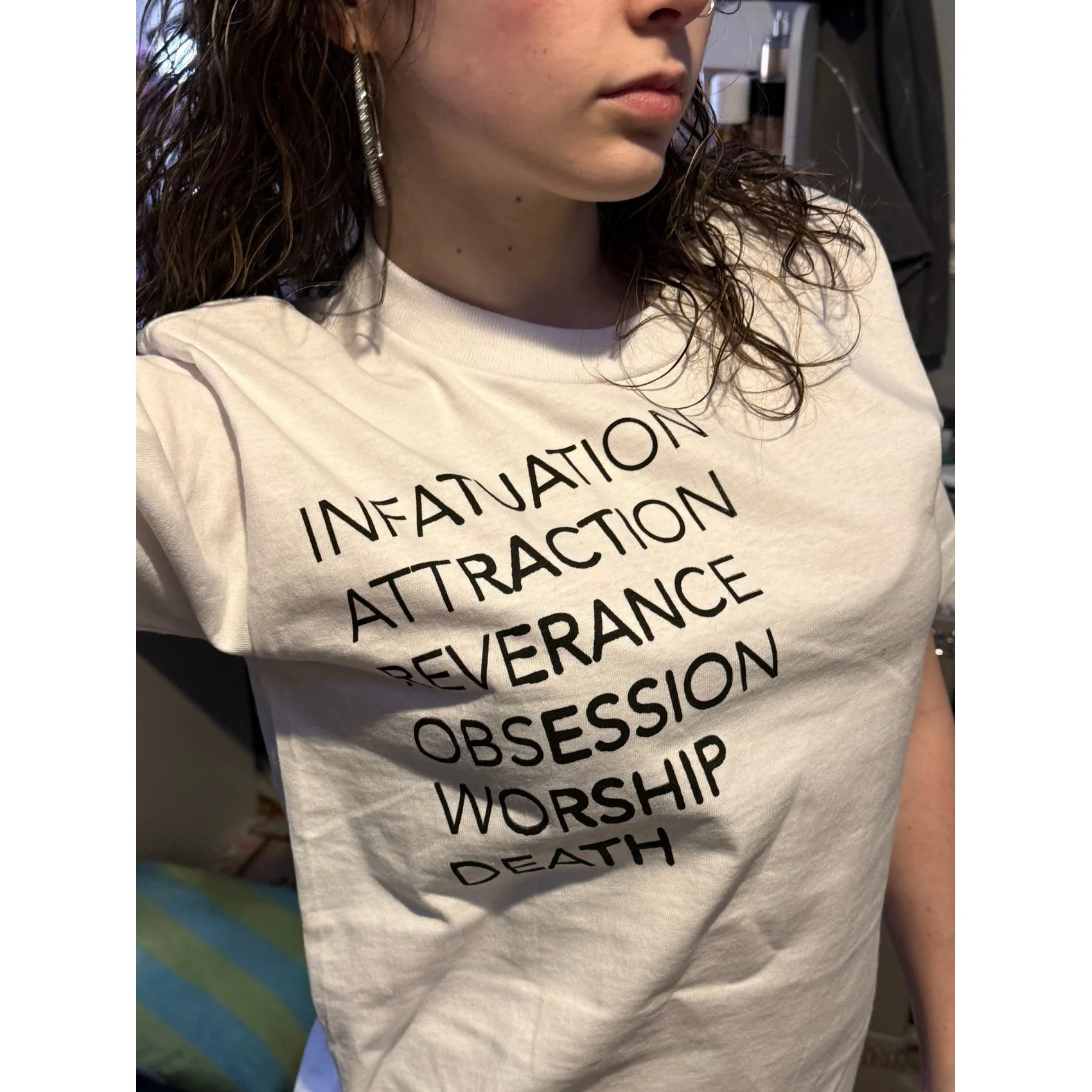 Letter pattern printed loose fashionable T-shirt trendy original street style summer cool comfortable cotton refreshing shade