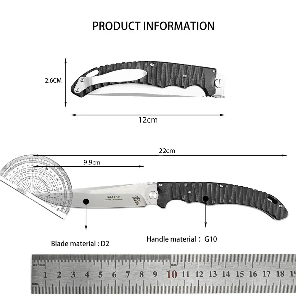 Newest Russian HOKC Abatap Pocket Folding Knife D2 Blade Black G10 Handle Portable Outdoor Tactical Hunting Knife EDC Tool