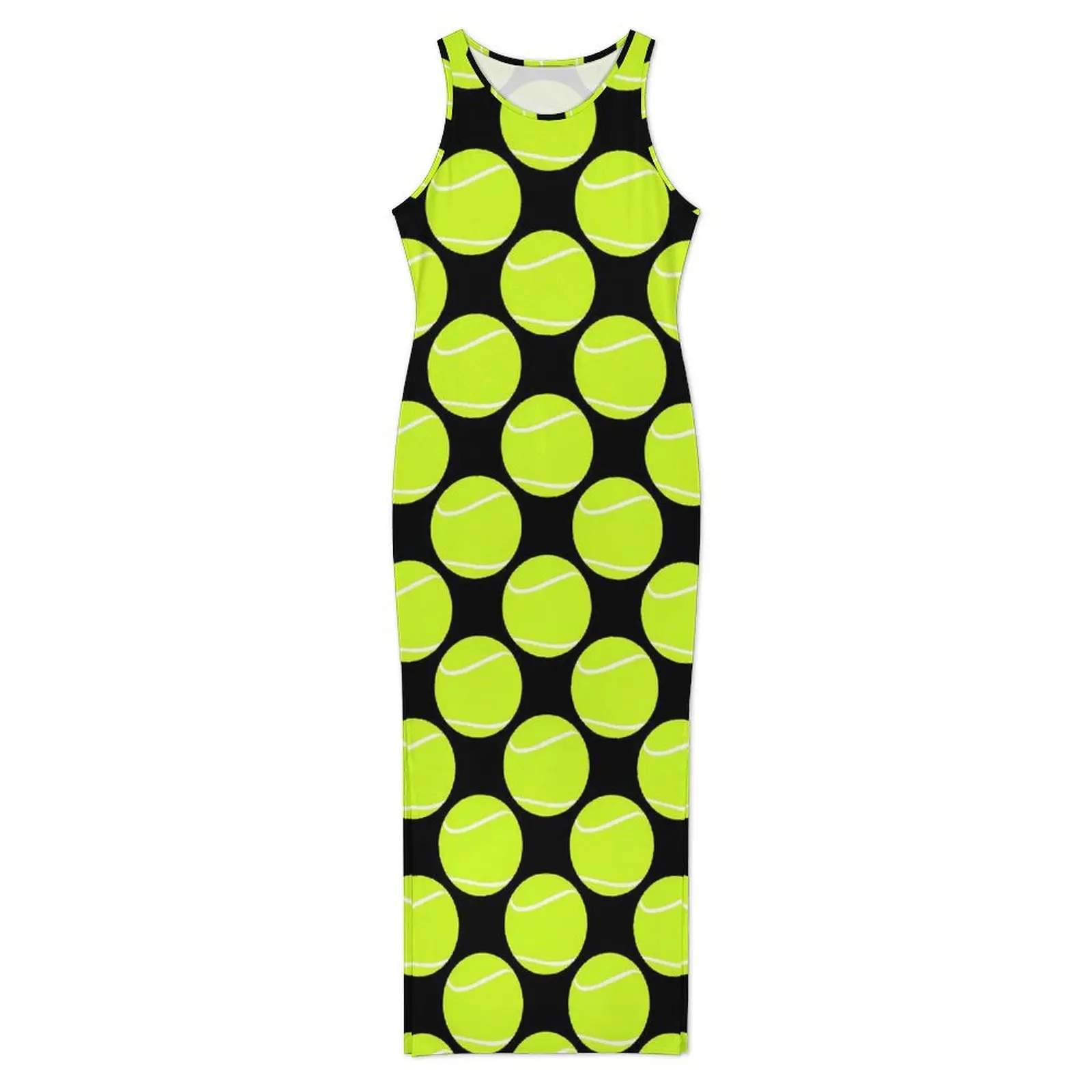 Tennis Ball Bodycon Dress Holiday Tennis Player Club Sexy Maxi Dresses Ladies Sleeveless Design Street Wear Dress Big Size 4XL