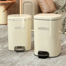 Foot with Cover Pedal Silver-plated Trash Can Household 2024 Living Room Light Luxury Kitchen Sanitary Bucket Storage New