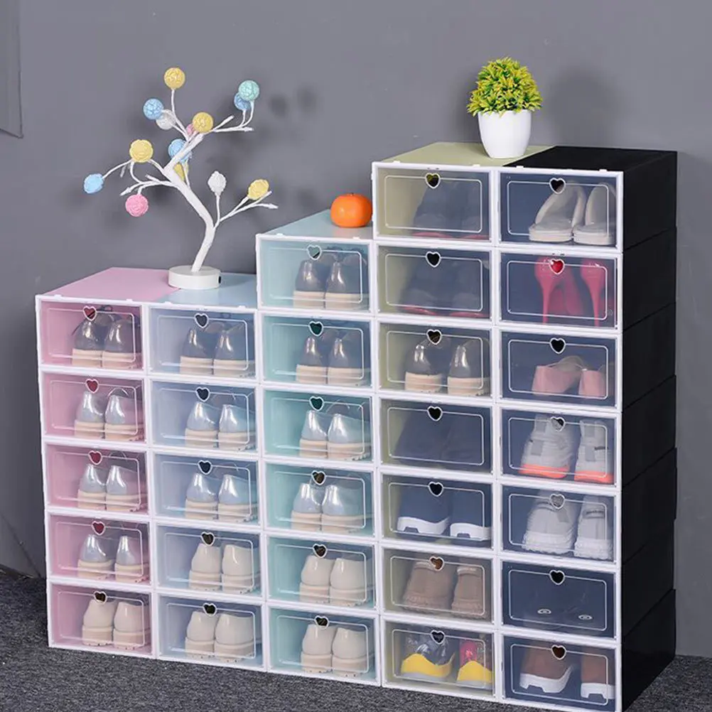 

4Pcs Thickened Transparent Shoe Box Plastic Storage Container Large Capacity Strong Bearing Clamshell Design Easy Access