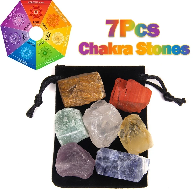 

7pcs/Set Reiki Natural Stone Tumbled Irregular Polishing Rock Quartz Yoga Energy Chakra Stone Bead For Healing Decoration Gift