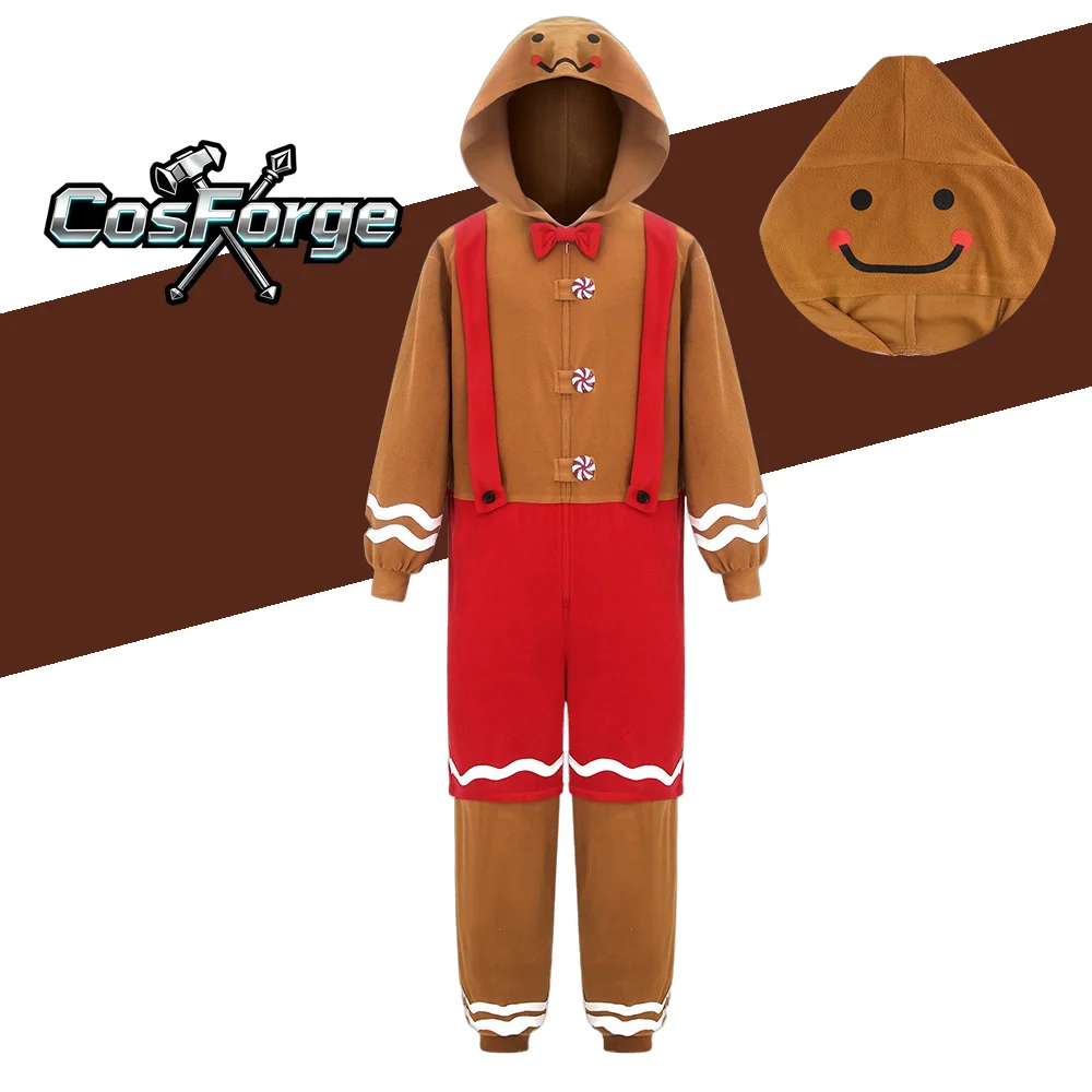 

Christmas Gingerbread Santa Claus Deer Cosplay Onesie - Halloween Pyjamas Role-Playing Polyester Fabric Suit