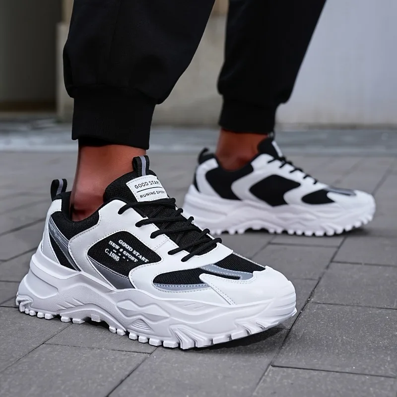 Męskie buty casualowe typu low-top, antypoślizgowe, odporne na ścieranie, wygodne, z siateczki, oddychające, masywne sneakersy w stylu retro.