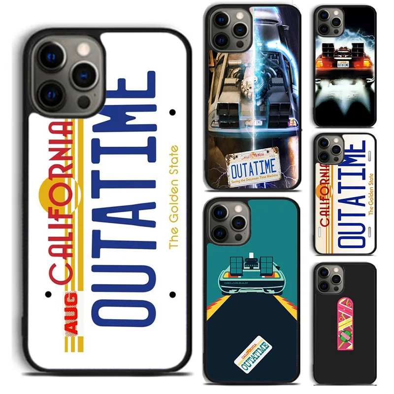 Back To The Future License Plate OUTATIME phone Case For iPhone 16 15 14 Plus XR XS apple 16 11 12 mini 13 Pro Max coque