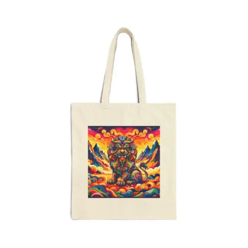 Sindax Ancient Lion, Chinese New Year Birthday Gift, Cotton Canvas Tote Bag