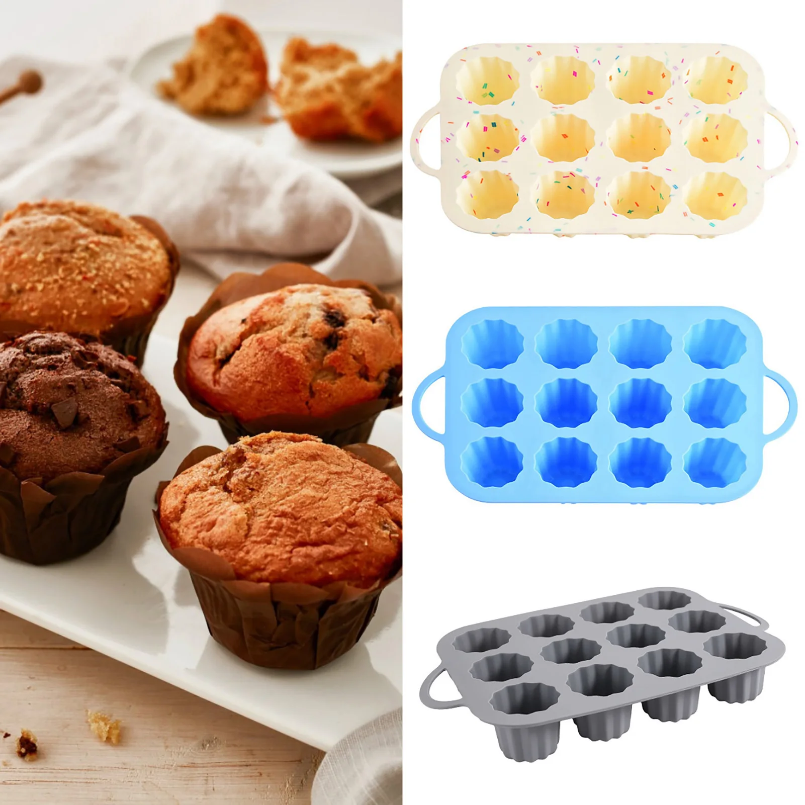 

12 Cups Silicone Muffin Pan Regular Size Silicone Mold DIY Cupcake Cookies Fondant Baking Pan Cake Tools Resin Mold Bakeware