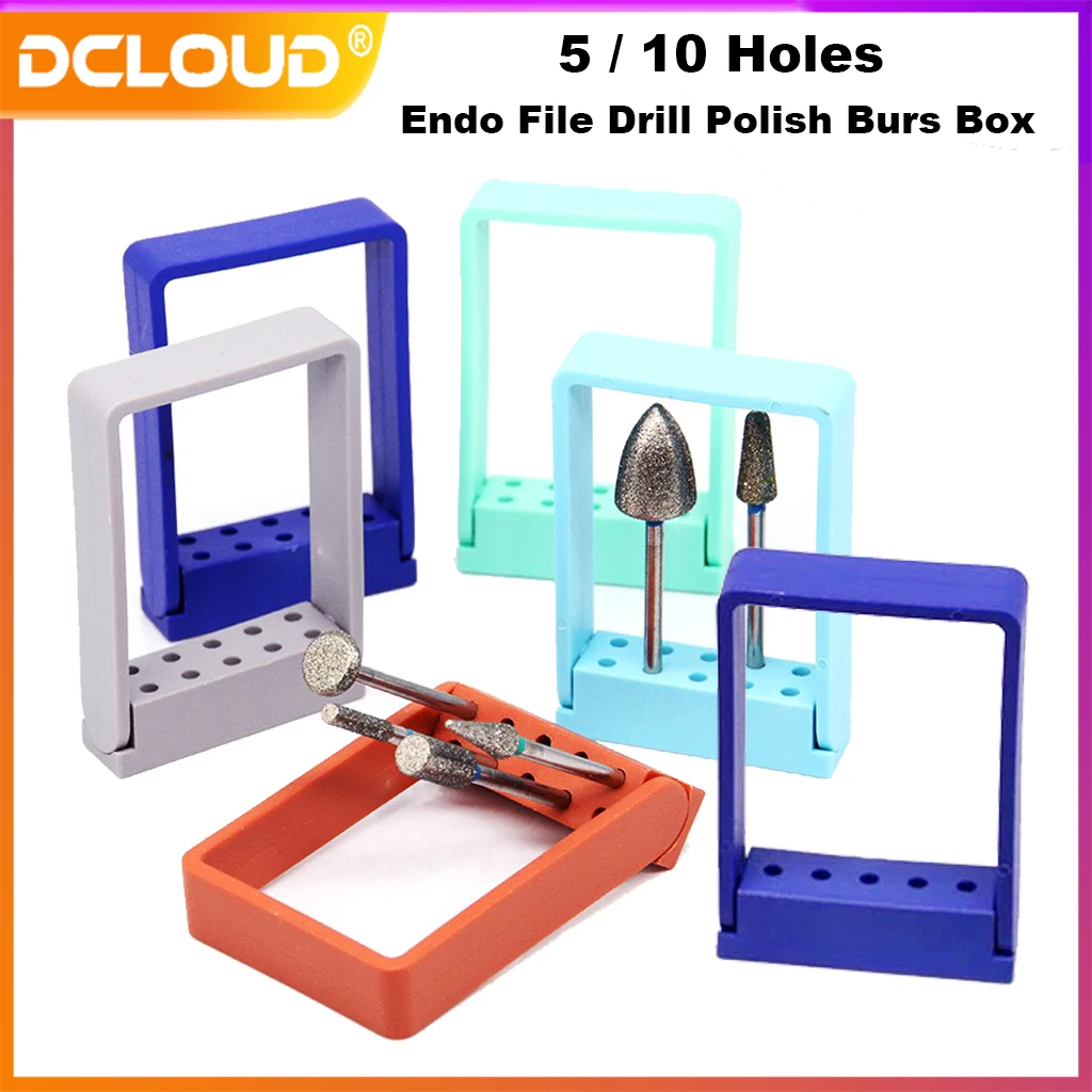 5/10Holes Dental Low Speed Bur Holder Dentist Endo File Drill Stand Autoclavable Root Canal Polish Burs Disinfection Storage Box