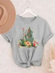 Cactus Plant Lovely Style Cute Women Lady Print T Top abbigliamento Tee Summer Casual Cartoon Graphic Cartoon Fashion magliette T-shirt