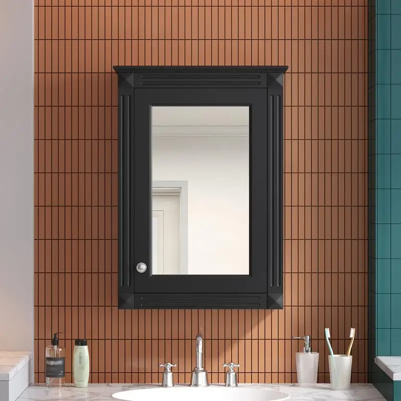 

20" Wall-Mounted Bathroom Storage Cabinet with Mirror, Adjustable Shelf, Over-the-Toilet Space Saver
