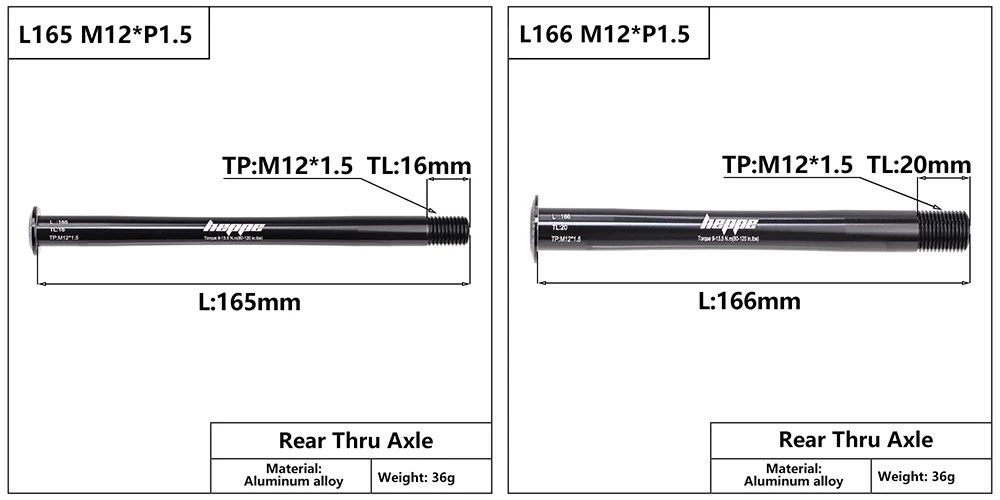 HEPPE MTB Rennrad Steckachse Vorderradgabel Welle Spieße Hinterradnabe Steckachse 12x142/148 12x100/110 Fahrrad Barrel Achse M12xP1,0/1,5 – Detail 12