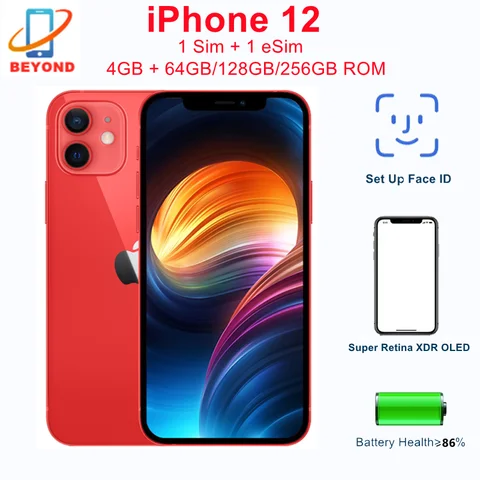 iPhone 12 5G iphone12 6,1 "genuino Super OLED RAM 4GB ROM 64/128/256GB A14 Bionic Face ID NFC 98% nuevo teléfono celular Original