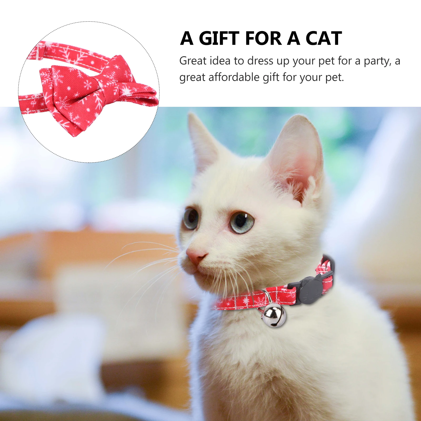 

Christmas Cat Removable Bow Adjustable Bell Xmas Pet Necklace Safe Buckle Durable Material Dog Pet Necklace Cat